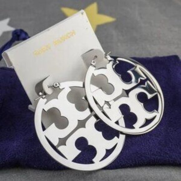 Jewelry - Tory Burch Miller Hoop Statement Earrings (Silver)